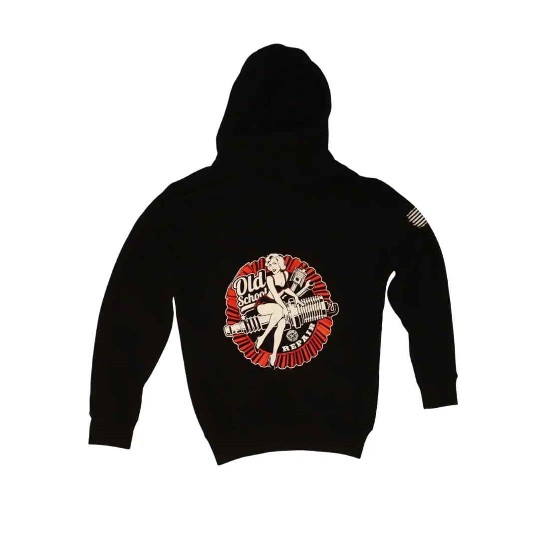 Old School Pin Up Girl Hoodie - Image 2